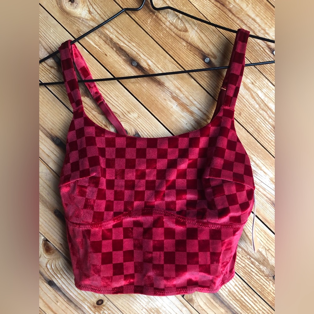 Red velvet checker bralette
